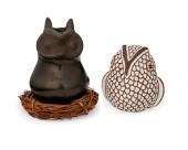 TWO PUEBLOAN POTTERY OWLSTwo P