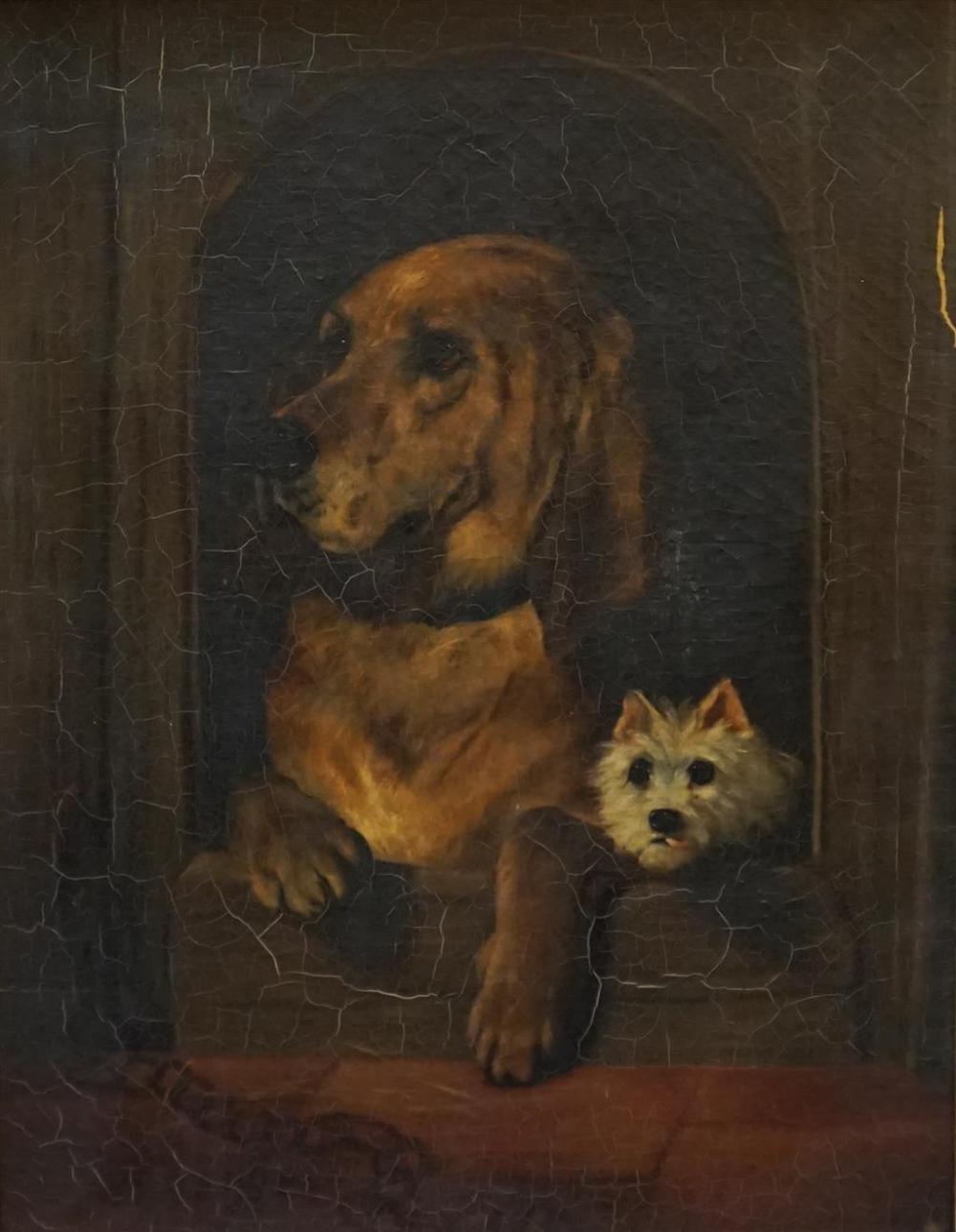 TWO PUPPIES IN DOGHOUSE, PRINT ON