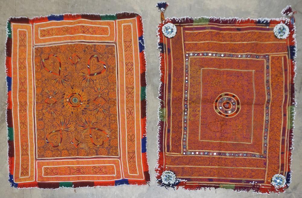 TWO PUSHTAN EMBROIDERED SILK
