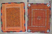 TWO PUSHTAN EMBROIDERED SILK D