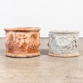 TWO PUTTI GARDEN PLANTERS, TER
