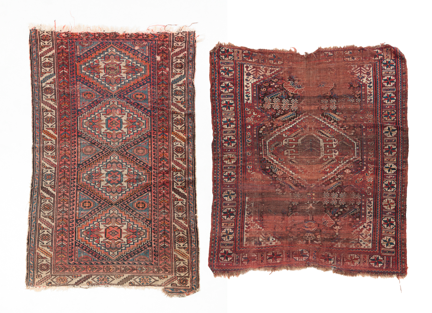 TWO QASHQAI AND KURDISH RUGS. Early