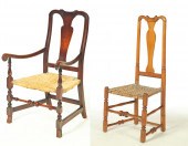 TWO QUEEN ANNE CHAIRS.  New En