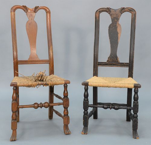 TWO QUEEN ANNE SIDE CHAIRS WITH