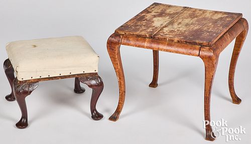 TWO QUEEN ANNE STYLE STOOLSTwo