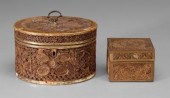 Two quillwork boxes: oval with