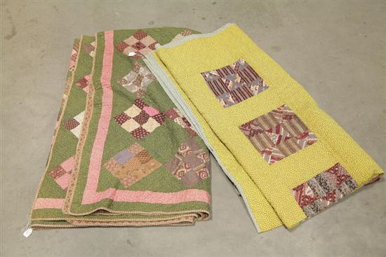 TWO QUILTS. Cotton quilts in a