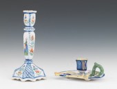Two Quimper Candleholders Incl