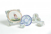 TWO QUIMPER CUPS AND SAUCERS A