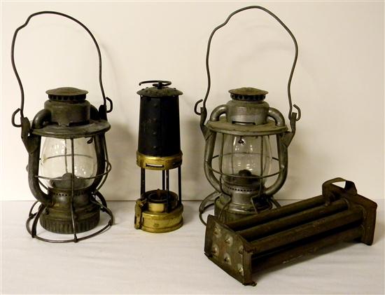 Two railroad lanterns  one N.Y. 