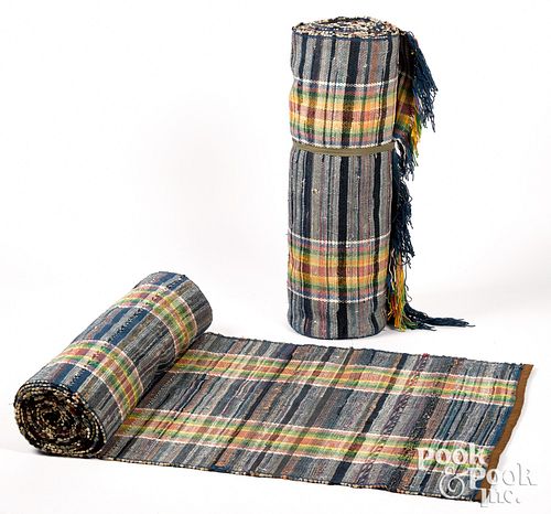 TWO RAINBOW RAG RUNNERS, EARLY 20TH
