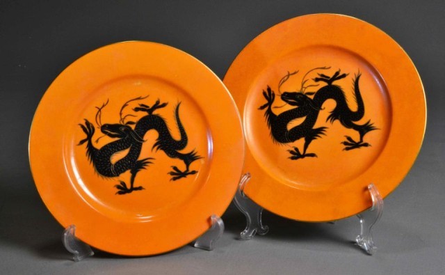 TWO RARE CZECH DRAGON PLATESTwo
