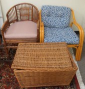 TWO RATTAN AND BENTWOOD ARMCHA