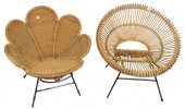 TWO RATTAN CHAIRS ATTRIBUTED T