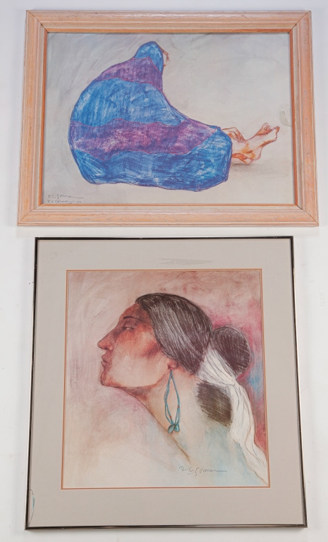 TWO R.C. GORMAN PRINTS OF WOMEN.