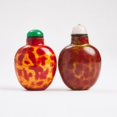 Two 'Realgar' Glass Snuff Bott
