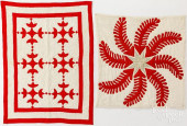 TWO RED AND WHITE APPLIQUé CRI