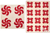 TWO RED AND WHITE APPLIQUé QUI