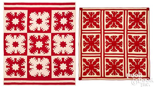 TWO RED AND WHITE HAWAIIAN