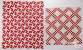TWO RED AND WHITE PATCHWORK QU