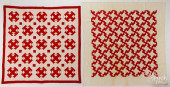 TWO RED AND WHITE PATCHWORK QU