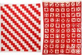 TWO RED AND WHITE PIECED SUMME