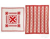 TWO RED AND WHITE PIECED QUILT