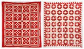 TWO RED AND WHITE PIECED QUILT