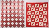 TWO RED AND WHITE PIECED QUILT