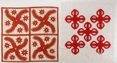TWO RED AND WHITE PIECED QUILT