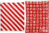 TWO RED AND WHITE PIECED SUMME