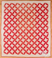 TWO RED AND WHITE PIECED QUILT