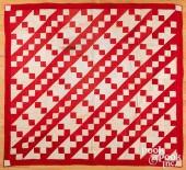 TWO RED AND WHITE PIECED QUILT