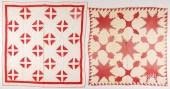 TWO RED AND WHITE QUILTSTwo re