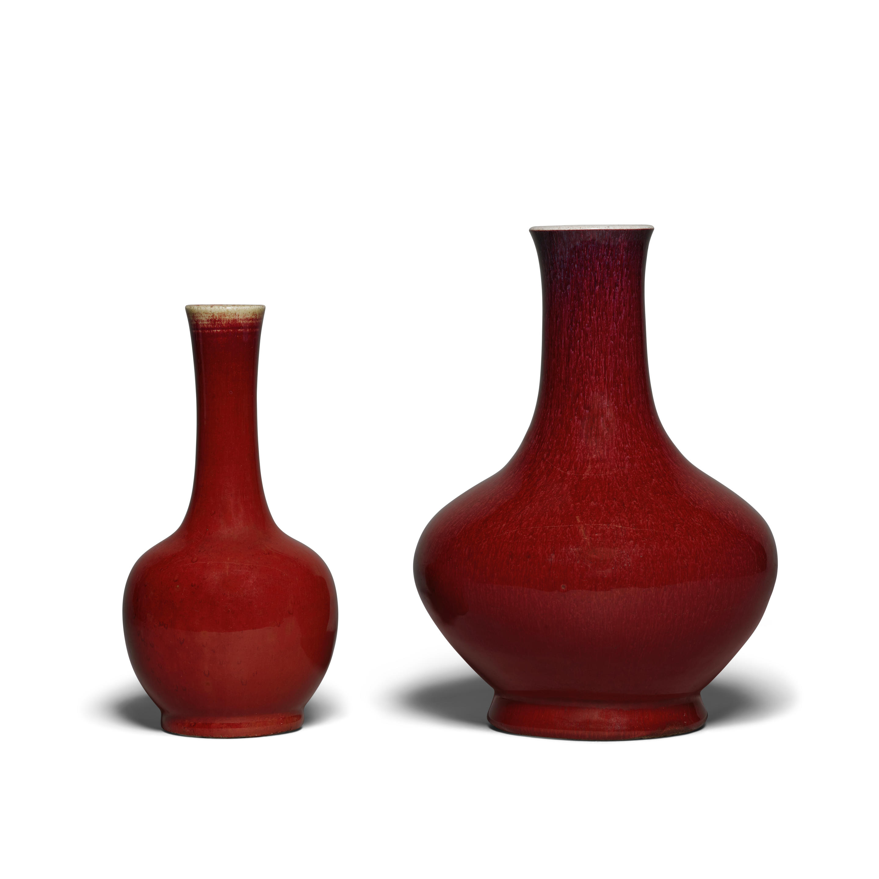TWO RED-GLAZED VASES 20TH CENTURY