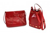 TWO RED LEATHER VINTAGE PURSES