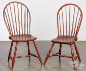 TWO RED PAINTED BOWBACK WINDSO