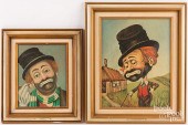 TWO RED SKELTON SIGNED CLOWN P