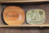 TWO REDWARE DEEP DISHES. Late