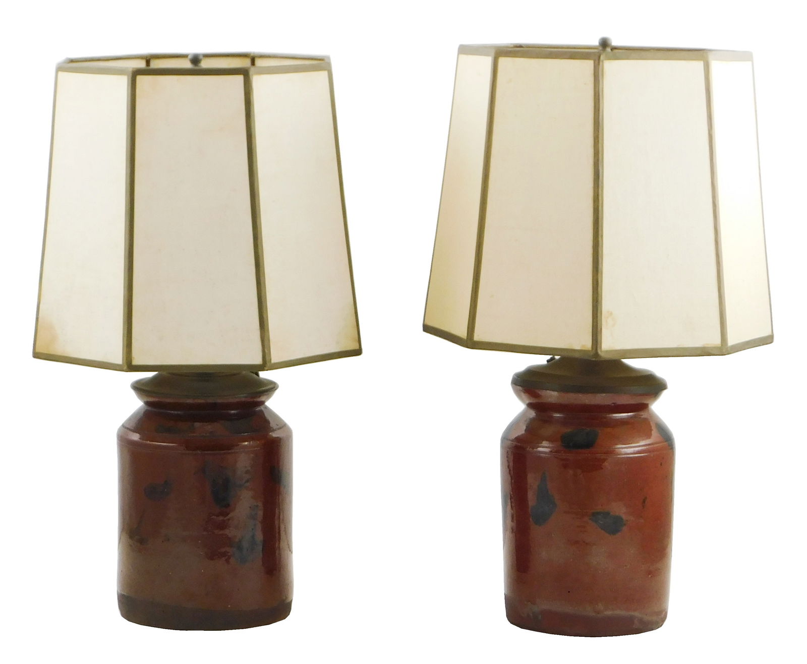 TWO REDWARE JARS CONVERTED TO