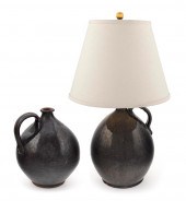 TWO REDWARE JUGS AMERICA, 19TH