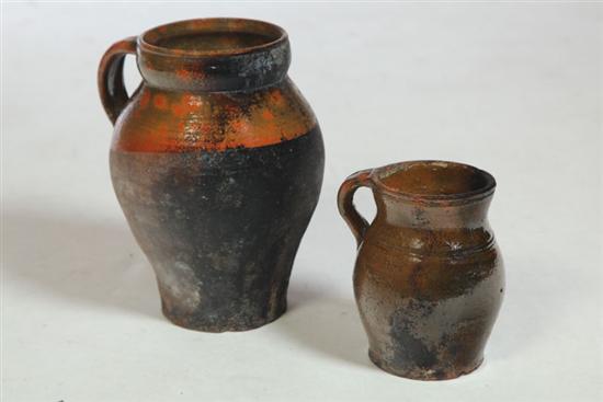 TWO REDWARE JUGS.  Possibly Galena