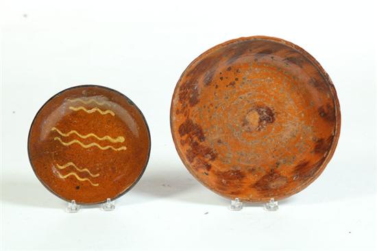 TWO REDWARE PIE PLATES. 