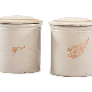 Two Redwing Stoneware Crocks