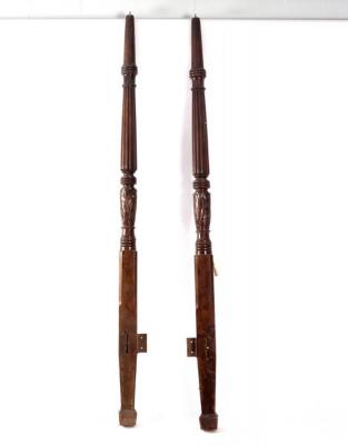 Two reeded four poster bed posts