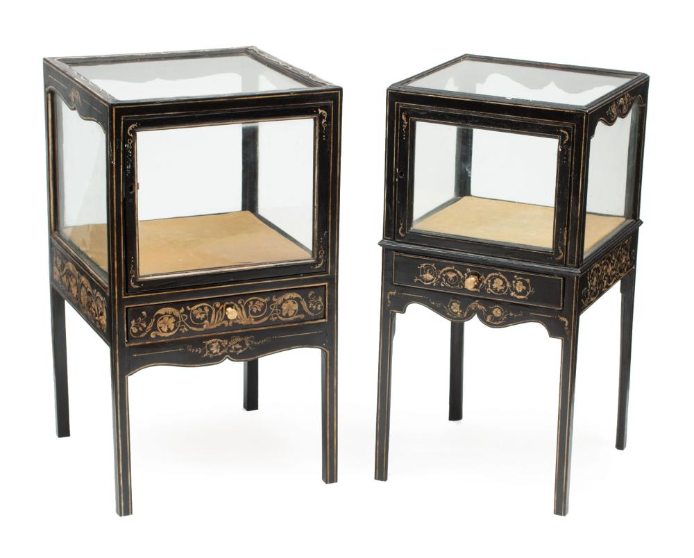TWO REGENCY EBONIZED AND GILT