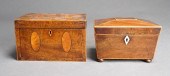 TWO REGENCY INLAID MAHOGANY TE