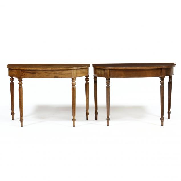 TWO REGENCY MAHOGANY D-END TABLES