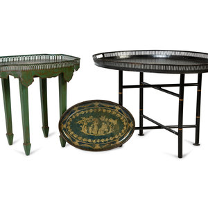 Two Regency Style Tole Tables and a