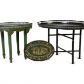 Two Regency Style Tole Tables